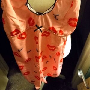 New, one piece stretch pink print valentine ♥ pjs with empire elastic waist l.